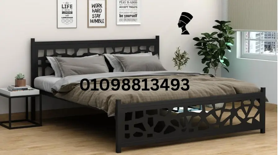 سرير حديد مودرن بنقوش ليزر دقيقة بتصميم فاخر